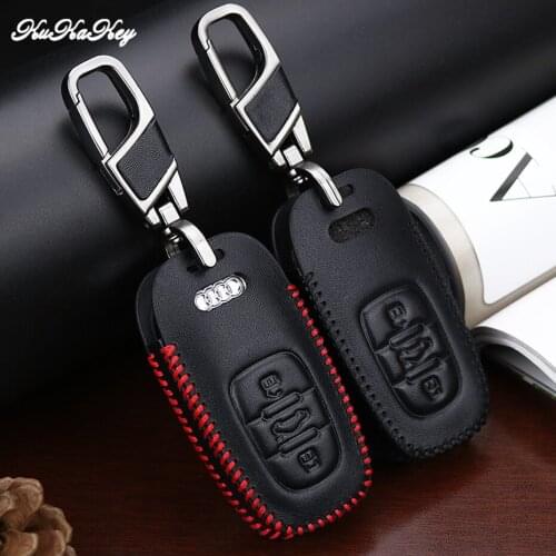 Leather Car Key Cover Case For Audi A6 RS4 S5 A3 Q3 Q5 S3 A4 Q7 A5 TT 2018 A1 A7 A8 Quattro 2009 2010 2011 2012 2013 2014 2015