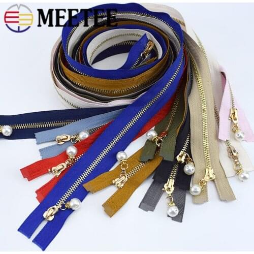 1pc Meetee 60/85cm 5# Metal Zipper Gold Teeth Open-end Auto-lock Zips for Down Jacket Coat Garment Bags Sewing DIY Accessories