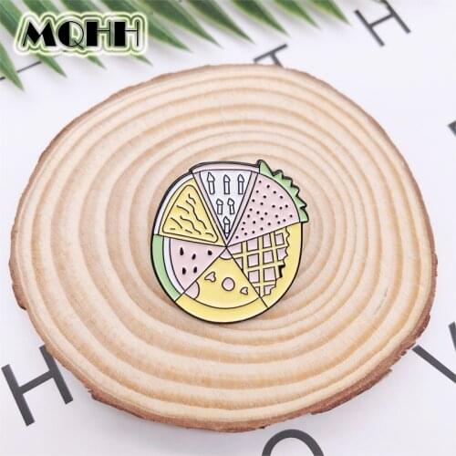 Cartoon Cute Fun Plant Fruit Pizza Enamel Brooch Alloy Badge Clothes Bags Pins Accessories Jewelry Gifts For Friends