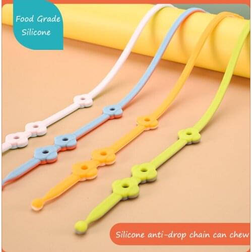 Baby Teething Toy Soft Teether Silicone Pacifier Chain Prevent Loss Of Chains Toy Lanyard Safe Supplies Nipple Teat Bottles