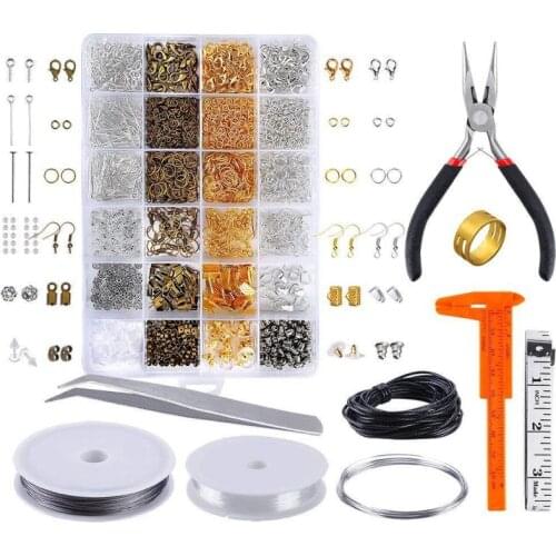 Approx 2500Pcs/Set 24Grid Alloy Accessories Set Jewelry Making Supplies Kit Lobster Clasp Open Jump Rings Earring Hook Clip Tool