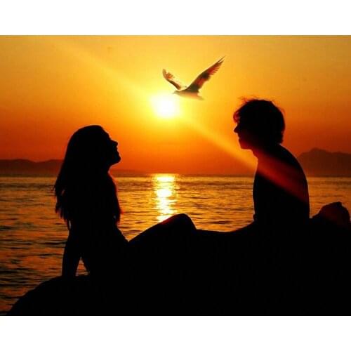 Sunset couple figure DIY Digital Painting By Numbers Modern Wall Art Oil Painting Christmas Holiday Gift Home Decor 40x50