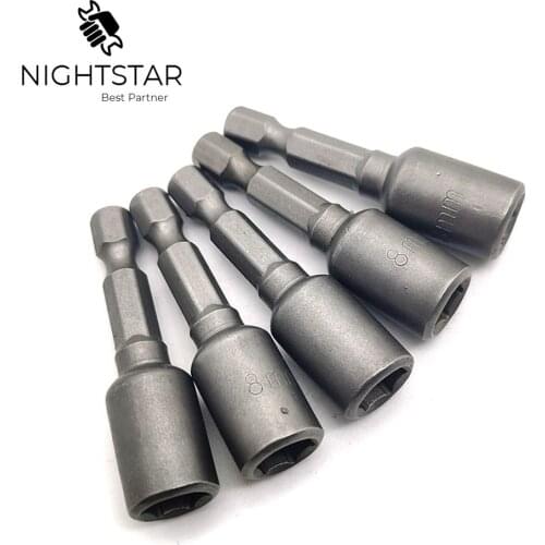 5Pcs Magnetic Nut Driver Set 8mm 1/4" Socket Adapter Hex Drill Bit