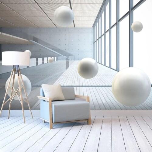 Custom Any Size Mural Wallpaper Modern Abstract Architectural Space Stereo Sphere 3D Background Wall Decor Papel De Parede Sala