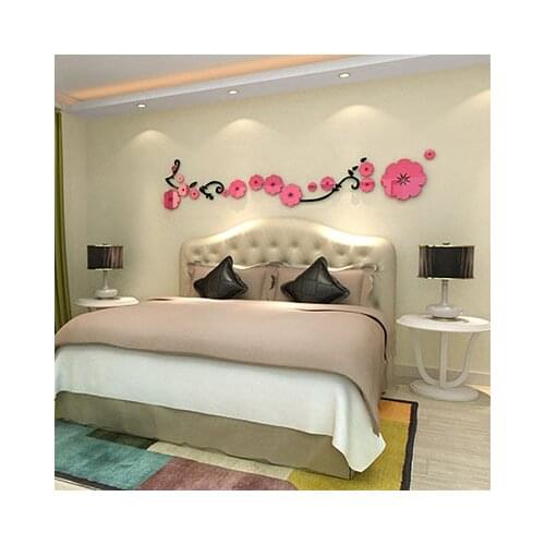 New arrival Flower acrylic crystal 3d wall stickers Bedroom background wall decoration stickers Home DIY Art wall decor