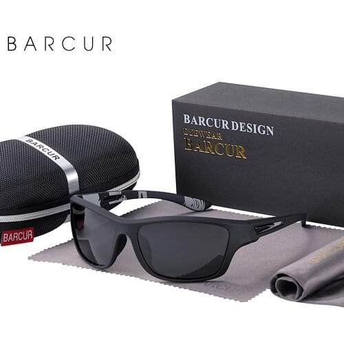 BARCUR TR90 Sunglasses Driving Men Ski Sport Polarized Women Sun glasses Fashion Glasses UV400