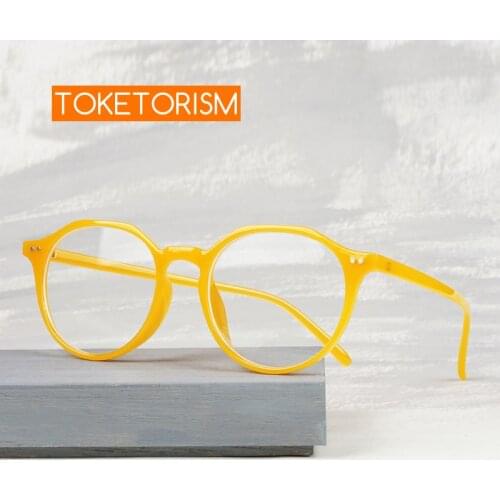 Toketorism Trendy Yellow Frame Oversized Anti Blue Glasses Woman Man Blue Light Blocking Eyeglasses