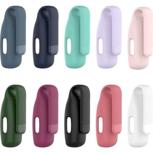 OOTDTY Steel Clip Protector Holder Cover Shell Silicone Protective Case Skin Clip For Fitbit Inspire 2 Watch Accessory
