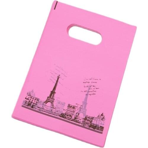 Wholesale 100pcs/lot 13*18cm Luxury Pink European Eiffel Tower Gift Packaging Bags for Party