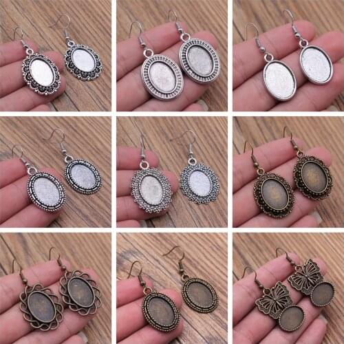 Fit 13x18mm Cabochons Oval Blank Setting Bezel Blank Cabochon Earring Base For DIY Earring Making
