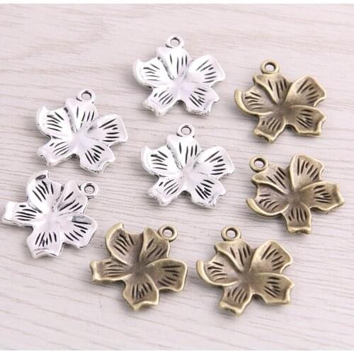 SWEET BELL 10PCS 21*22mm New Product Two Color Flower Charms Plant Pendant Jewelry Metal Alloy Jewelry Marking