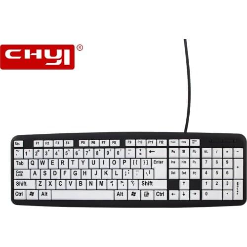 CHYI For Eldly People USB Wired Black Keyboard For Old Man Ergonomic Computer Keyboard For Grandpa Office Home Keypad Waterproof