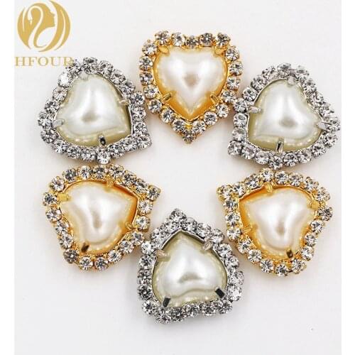 Free shipping Imitation pearls Crystal buckle 12mm 20pcs/pack heart shape sew on rhinestones Diy/Clothing accessories