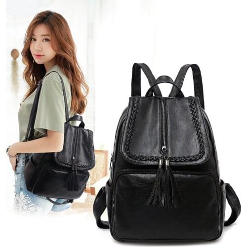 Backpack womens 2020 new stylish simplicity small backpack soft leather leisure travel large-capacity Korean schoolbag