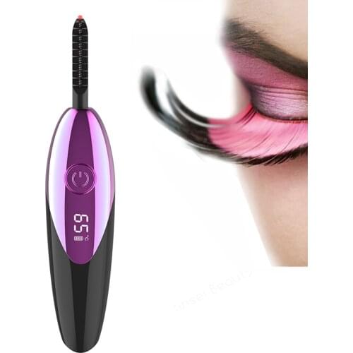 LCD 3D Electric Heated Eyelash Curler Long Lasting Eyelash Perming Curling Extension USB Rechargeable Eyelashes Brush Pen