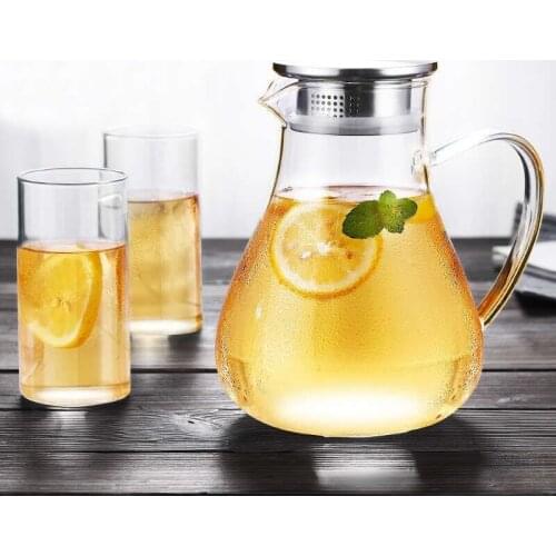 Stainless steel calcium large capacityglass kettle cooler kettle set heat-resistant juice milk jug with handle coffee pot teapot