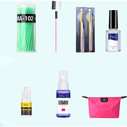 Q81B False Eyelashes Extension Training Set Grafting Eyelash Practice Kit Eyelash Adhesive Glue Cleanser Brush Home DIY Tool