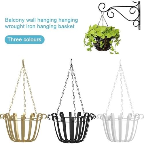 Iron Weaving Convenient Creative Flower Pot Bonsai Basket Garden Chain Hanging Pot Planters Basket Office Home Decor