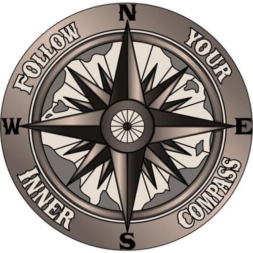 Funny Follow Your Inner Compass PVC High Quality Car Sticker,13cm*13cm