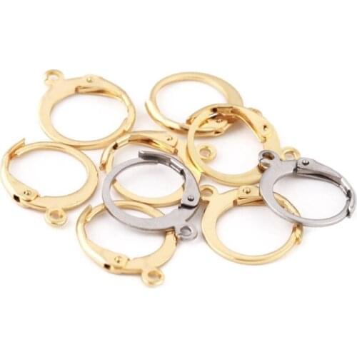 20pcs 12x14mm Gold Stainless Steel French Lever Earring Hooks Wire Settings Base Hoops Earrings For DIY Jewelry Making Supplies