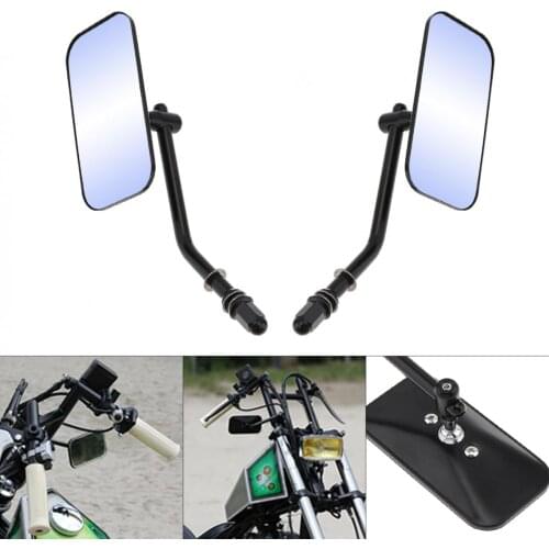 1 Pair Motorcycle Motorbike Rearview Mirror Square Aluminum Alloy Universal Reversing Mirror Black