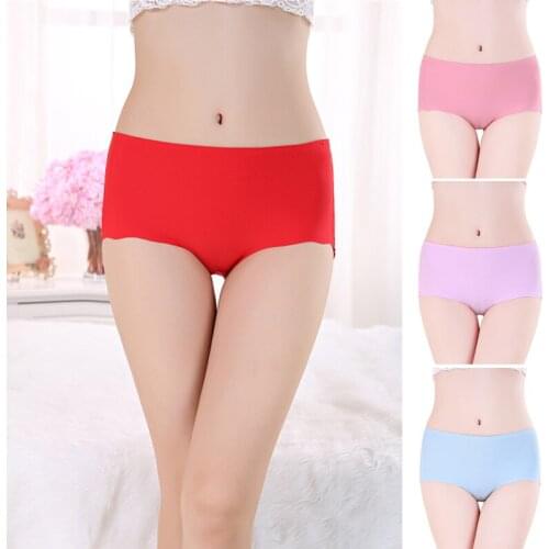 Women Panties Summer Briefs Ice Cotton And Polyester Mid-Waist Panties Breathable And Comfortable High Quality Soild Panties