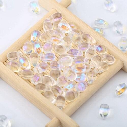100pcs 6*9mm Water Droplets Shape Lampwork Beads Multi Gradient Color Glass Beads For Jewelry Making DIY Accessories