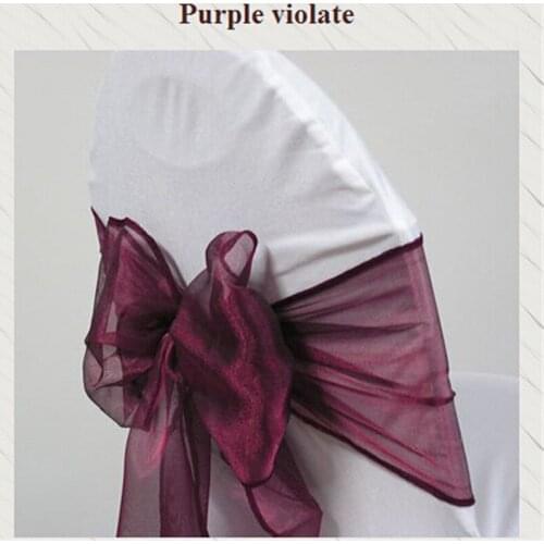 100pcs purple violet Wedding Sashes Chair Bow Banquet Chair Sash for Weddings