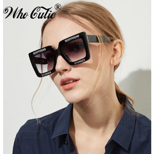 2018 Oversized Rectangular Sunglasses Women Brand Designer Retro Vintage White Frame 90S Female Sun Glasses Ombre Shades OM625