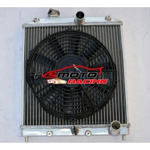 3 ROW Aluminum Radiator + Fan For Honda 1992-2000 Civic EK EG D15 D16 28MM In/Out AT 1992 1993 1994 1995 1996 1997 1998 1999