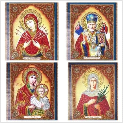 5D Special Shape Diamond Painting Religious Icon Part Diamond Embroidery Virgin Mary Rhinestone Picture Diamond Mosaic Decor