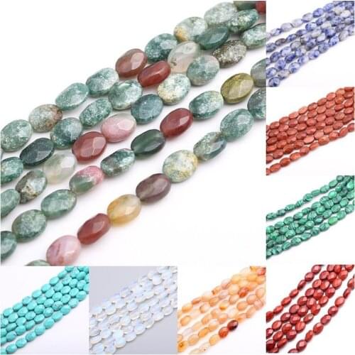 8*13mm Natural Stone Colorful Agate Dongling Sandstone Oval Section Loose Beads for Jewelry Making DIY Hot Bracelet Necklace 15"