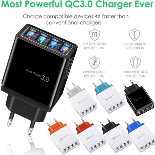 4 Port Fast Quick Charge QC 3.0 USB Hub Wall Charger 3.5A Power Adapter Us Plug Travel Phone Battery chargers socket #401