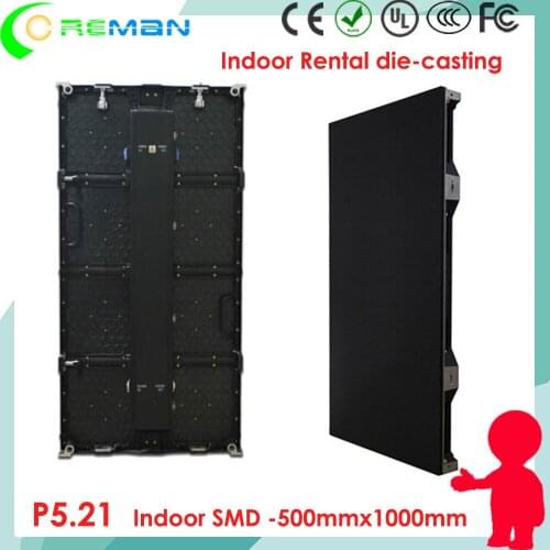 Coreman die casting aluminum 500x1000 led cabinet price p5.21 led rental video panel / indoor 4k hd video led display