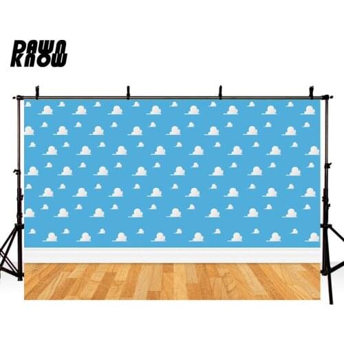 DAWNKNOW Cartoon Cloud Photography Background Baby Newborn Photocall Floor Photographic Backdrop Photo Studio Children lv2635