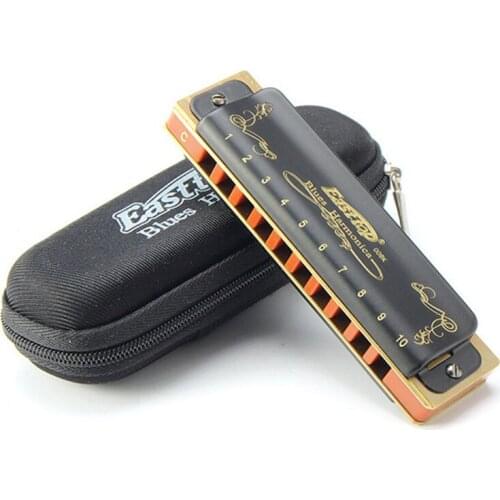 10 Hole Diatonic Blues Harmonica Mouth Ogan Armonicas Melodica with Case Cover For Woodwind Musical Instrument Lover Gift