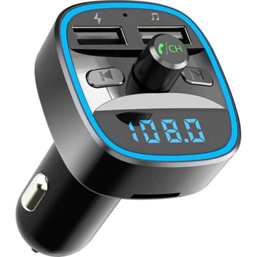 YASOKRO Bluetooth 5.0 FM Transmitter Dual USB Port Charger FM Modulator Car Lighter Bluetooth Handfree Call MP3 player