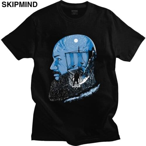 Cool King Ragnar Lothbrok Tshirt Men Crew Neck Short-Sleeve Viking Summer Tee Cotton Graphic Oversized T Shirt Movie Fans Merch
