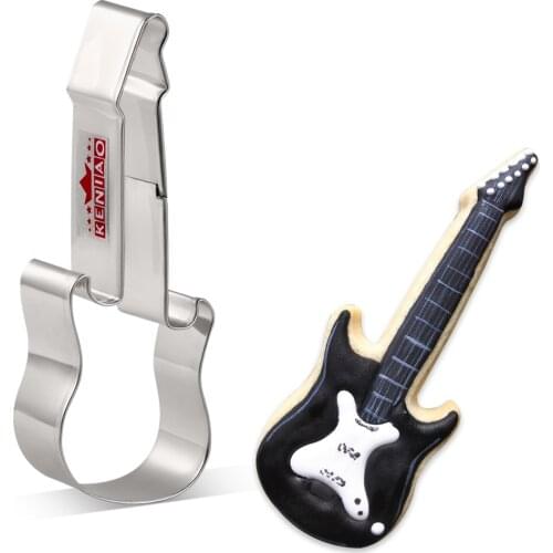 KENIAO Guitar Music Cookie Cutter For Birthday Party - 11.6 x 4 CM Biscuit Fondant Cutter - Stainless Steel