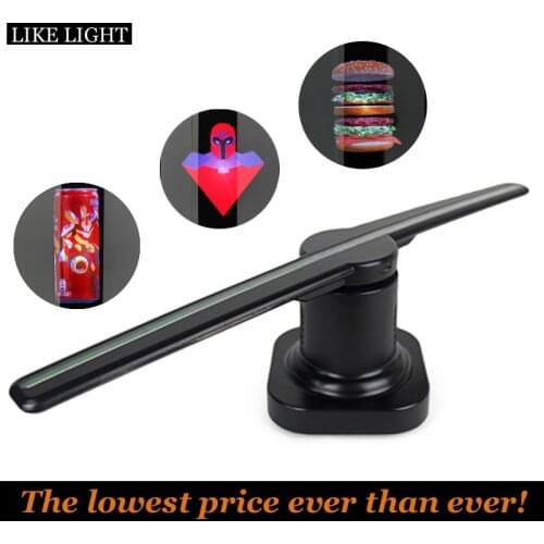 Lowest price 3D Hologram Advertising Display LED Fan Holographic Naked Eye LED Fan Light Moving Head Light Holiday Decoration