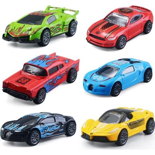 6Pcs Set Toy Racing Car Alloy Iron Shell Taxi Model Inertia Sliding Rail Car Mini Small Gift Toys for Children Boys