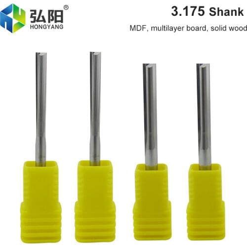 3.175mm Shank 2 Groove Tungsten Carbide End Mill CNC Woodworking Drill Cutting Engraving Cutter Straight Groove Milling Cutter