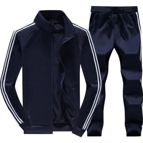 Autumn Winter Mens Sweatsuit Sets 2 Piece Zipper Jacket Track Suit Pants Casual Tracksuit Men Sportswear Set Clothes New 2021