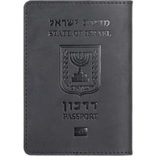 Leather Israeli Passport Cover Hebrew Passport Menorah Case Unisex Travel Wallet