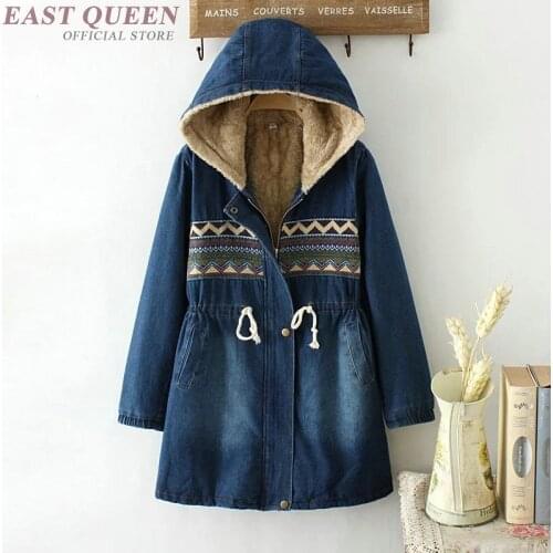Denim jacket with fur for women Parka women 2019 winter warm jeans jacket fur female ladies faux fur coat AA4194