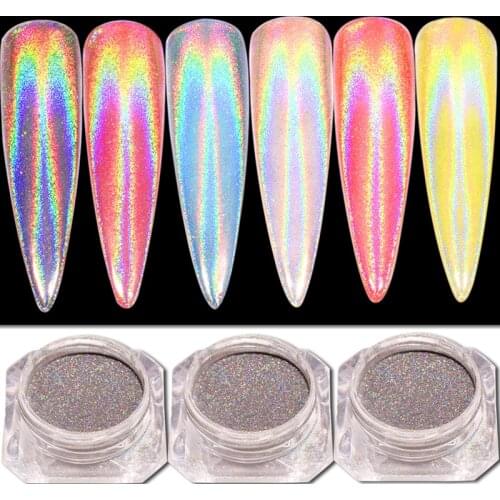Laser Nail Glitter Peacock Holographic Mirror Powder Laser Dust Nail Art Chrome Pigment Powder DIY Decorations