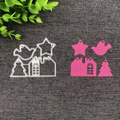 Bunnymoon House with star Metal Cutting Dies and stamps DIY Scrapbooking Card Stencil Paper Craft Handmade Album Handbook Home D
