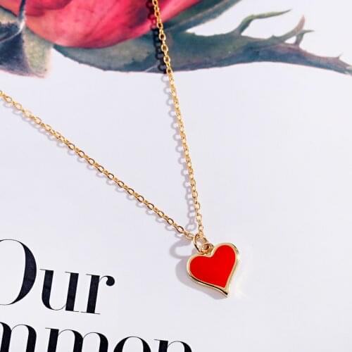 Fashion Red Heart Necklace Gold Long Chain Choker Copper Charm Moon Choker Party Necklaces Gift Jewelry For Women