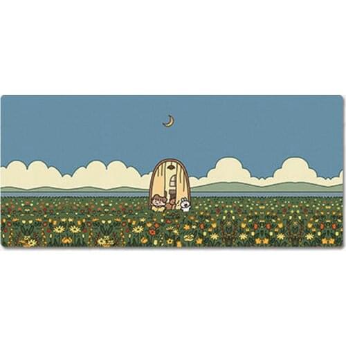 90x40cm 35.43x15.74 Inch Super Large Size Cute High Definition Cartoon Flower Sea Pattern Table Mat Non-slip Mouse Pad