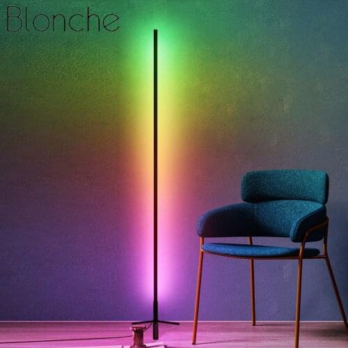 Nordic RGB Colorful LED Corner Floor Lamp Remote LED Simple Floor Lamp Living Room Bedroom Atmosphere Lamp Bar Decoration